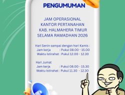 Pengumuman Jadwal Pelayanan Pertanahan Selama Ramadhan 2026