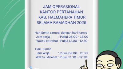 Pengumuman Jadwal Pelayanan Pertanahan Selama Ramadhan 2026