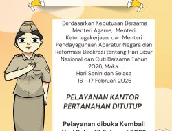 Pengumuman Info Libur Kantor Pertanahan Kabupaten Halmahera Timur