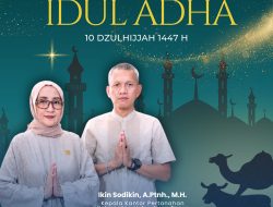 Kepala Kantor Pertanahan Kabupaten Halmahera Timur Ikin Sodikin, A.Ptnh., M.H., beserta Ketua Ikawati Kantor Pertanahan Kabupaten Halmahera Timur Ny. Ratna Lissnora dan seluruh jajaran mengucapkan Selamat Hari Raya Idul Adha 10 Dzulhijjah 1447 H.