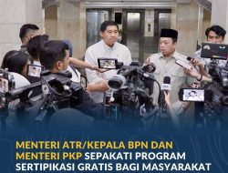 Menteri ATR/Kepala BPN dan Menteri PKP Sepakati Program Sertipikasi Gratis bagi Masyarakat Berpenghasilan Rendah