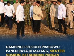 Dampingi Presiden Prabowo Panen Raya di Malang, Menteri Nusron: Ketahanan Pangan Butuh Kepastian Hukum Tanah